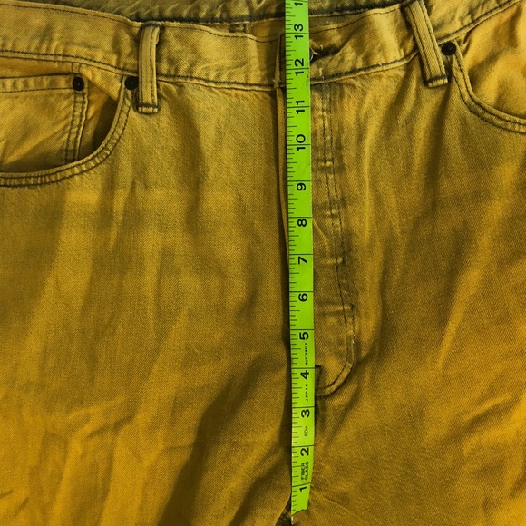 Levi’s Retro Color Washed 501 CT (Customized Tapered) Yellow Jeans Mens 40x24 - Picture 8 of 13